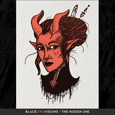 The Hidden One devil illustration metal red woman