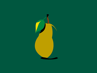 Pear illustration art bold colorful flat fruit green leaf shadows