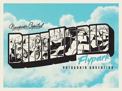 DWFP Postcard Process argentina bmx bycicle clouds dirt hafltone illustration jump lettering patagonia photography postcard process procreate sport vector