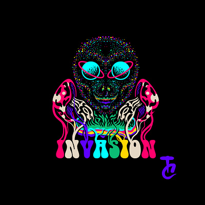 invasion alien apparel design branding californiaclothing clothing clothingapparel clothingbrand design illustration invasion mushroom pin streetwear trippy vector