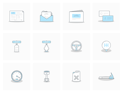 Automotive Icon Set design icon illustration minimal sketchapp ui vector web website