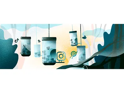 Blog illustration birdhouse blog forest illustration social media