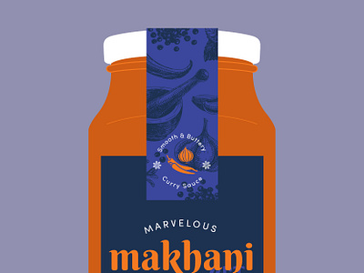 Curry Packaging - Blue branding curry design digital digital illustration floral food illustration food packaging graphic illustration jar label label design logo minimal packaging packagingdesign pattern typography