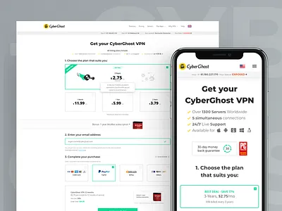 CyberGhost VPN app branding branding and identity design icon illustration pricing page typography ui ux vpn app