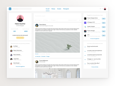 LinkedIn Concept Homepage application dailyui design interface ui ux webdesign