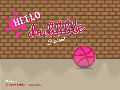 Hello Dribbble (1st shot) art design flat icon illustration illustrator logo minimal typography vector