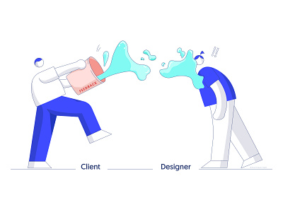 Client & Designer bucket character client client and designer clients cute design fun designer designers feedback funny illustration illustrations illustrator lovely meme ui designer ux designer water web designers