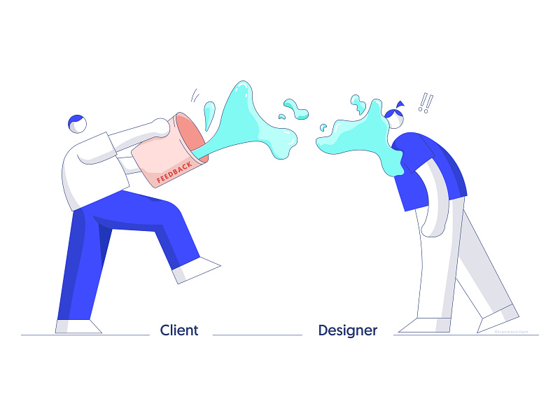 Client & Designer bucket character client client and designer clients cute design fun designer designers feedback funny illustration illustrations illustrator lovely meme ui designer ux designer water web designers