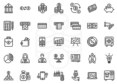 Finance Icons adobe illustrator app design finance financeicons flat iconpack icons illustration illustrator ui ux vector