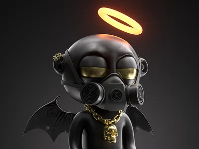AngelBlock NFT - Richard 3d angel angelblock blockchain character collectible collection crypto dark defi design gold halo madebyproperly nft properly richard skull