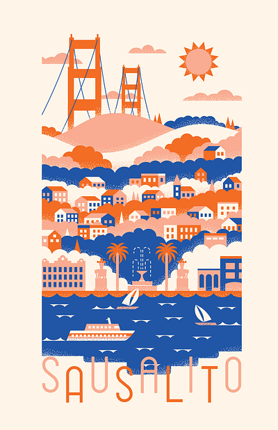 Sausalito branding california design graphic graphic design icon illustration logo poster retro sausalito travel poster ui vector