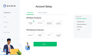 Enterprise resource planning Set-Up Screen. design ui web design