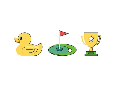 Eleyo Icon set award colorful cute design duck friendly funny golf icon set icons illustration kids mascote playmsport trophy win