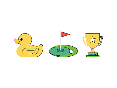 Eleyo Icon set award colorful cute design duck friendly funny golf icon set icons illustration kids mascote playmsport trophy win