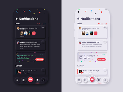 Notifications - Neumorphic alerts app clean colorful dark mode design flat light messages mobile neumorphic neumorphism ui ux video web