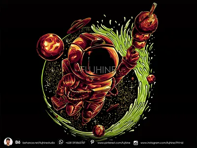 Meatball Space apparel astronaut clothes clothing clothing brand delivery design food fujhine illustration ilustrator meatball moon poster space tshirt tshirt art ui wacom wacom cintiq