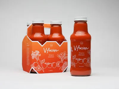 V8 V-fusion Packaging Concept bottle bottle label brand design branding conceptual fruit illustration fruits illustration illustrator juice label design orange rebranding red redesign vegetables