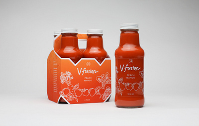 V8 V-fusion Packaging Concept bottle bottle label brand design branding conceptual fruit illustration fruits illustration illustrator juice label design orange rebranding red redesign vegetables