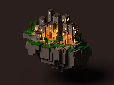 Aerial City 3d colombia gameart illustration magicavoxel minecraft pixel retro voxel voxelart