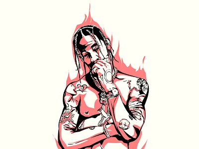 Travis Scott flame graphic illustration illustrator kylie jenner la flame red travis