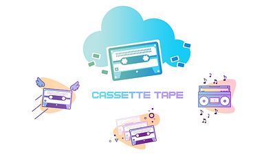 Cassette Tape 80s app icon art branding cassette cassette tape flat design gradient icon icon design icon set music art music player old school retro vector web