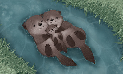 Otter Family art digital digital painting family illustration otter