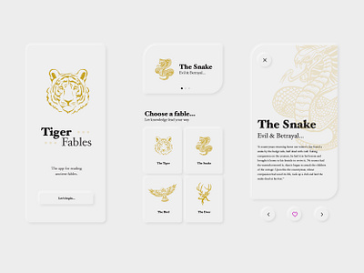 Tiger Fables UI Elements adobe xd app appdesign design elements mobile neumorphism sketch ui ux web design