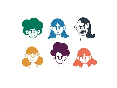 Expressions characterdesign characters color design doodles expressions faces illustration photoshop procreate