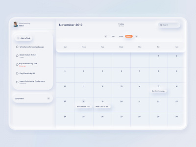 ToDo Task Manager / Calendar App Concept calendar collaboaration minimal sketchapp skeumorph task list task management todo todoapp tool ui