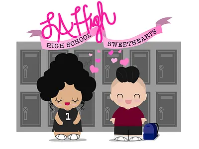 High school love cute vector illustration fun