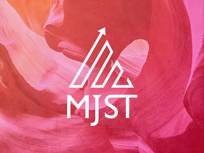 MJST arrow brand branding clean design geometric gradient icon logo logo design minimalist minimalist logo orange red simple triangle typogaphy vector