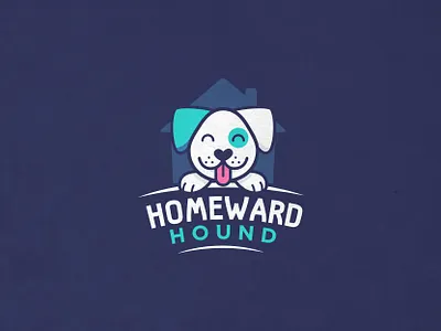 Homeward Hound animal blue branding cute dog hound illustration logo logo design minimalist navy puppy turquoise vector