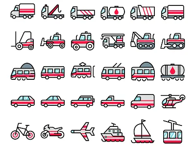 Vehicle Icons adobe illustrator app design flat icon iconpack icons illustration illustrator transport vector vehicle vehicleicons