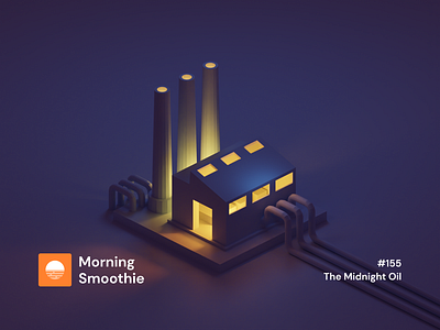 Burning the Midnight Oil 3d 3d animation 3d art blender blender3d building constructions contrast dark diorama factory illustration isometric isometric illustration low poly midnight night oil purple yellow