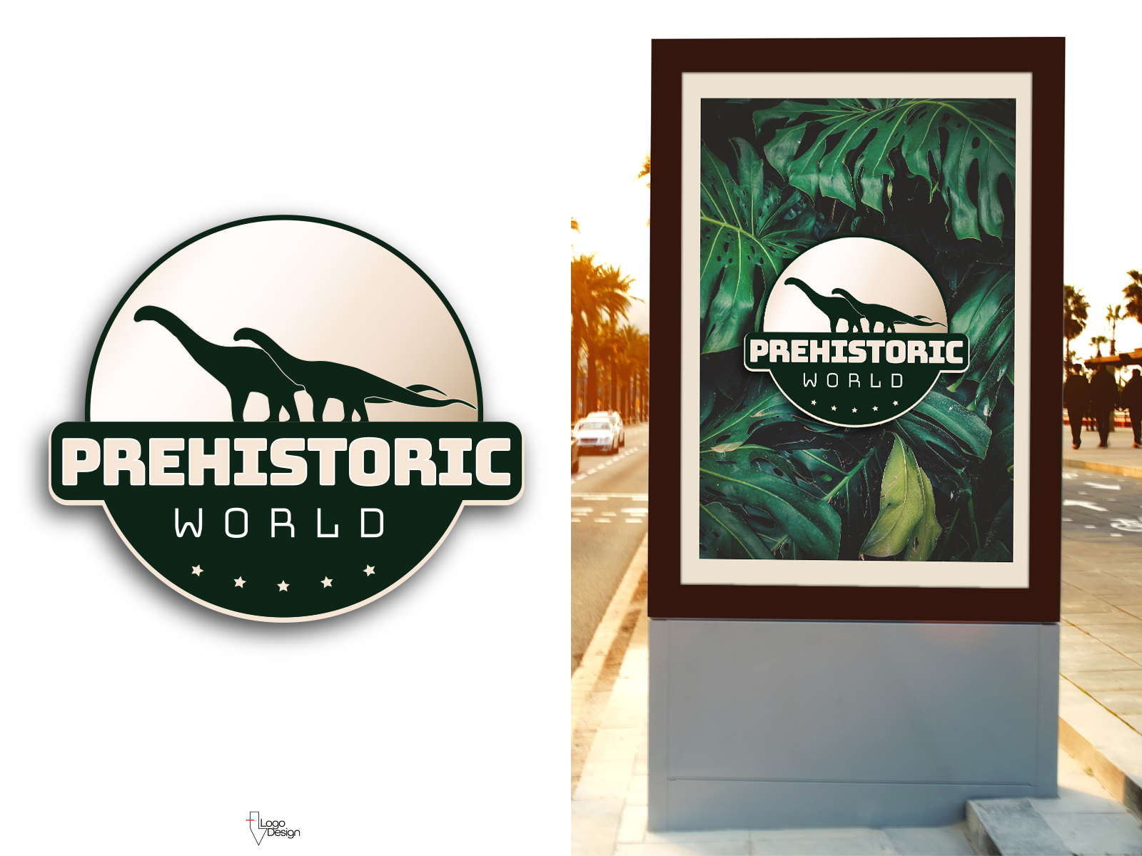 Example of Dinosaur Amusement Park, Mockup.