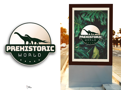 Dinosaur Amusement Park, Mockup. amusement park brand brand design branddesign daily logo challenge dailylogo dailylogochallenge design dino dinosaur dinosaurs dlc illustration logo logo design logodesign mockup park park logo prehistoric