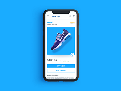 E-Commerce Product Page adobe xd blue dailyui design ecommerce flat illustration illustrator nike product page shoe ui