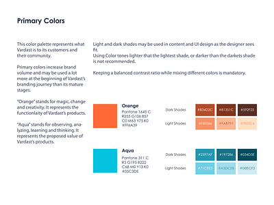 Vardast SaaS Startup - Primary Colors brand identity branding color palette colors graphic design vector