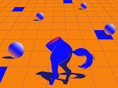 Horse blue horse illustration orange