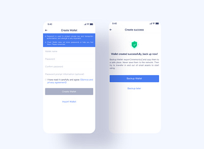 Create Wallet app ui