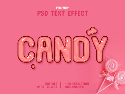 Glossy Candy Text Effect Template 🍭 candy clean creative graphic design psd mockup