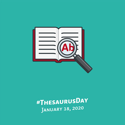 #ThesaurusDay on January 18th book encyclopedia icon illustration observance thesaurus vector