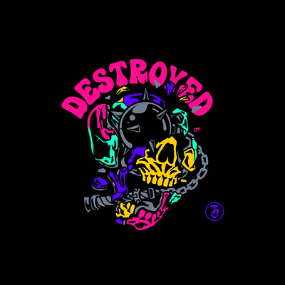 destroyed apparel design branding californiaclothing clothing clothingapparel clothingbrand design illustration neon skull streetwear vector