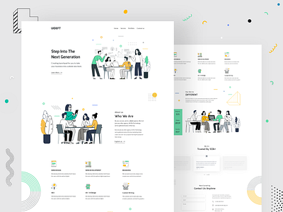 Web Agency 2020 trend agency landing page branding cartoon illustration clean illustration landing page lineart memphis pattern pattern design saas landing page saas website ui designer ux ux design ux designer web web design web designer