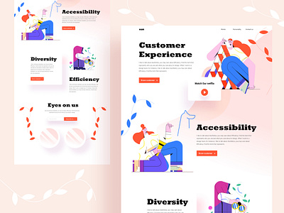 Landing UI Experimenting agency blue color creative design designer illustration illustration art landing marketing one page page popular product recent red strategy ui uidesign website