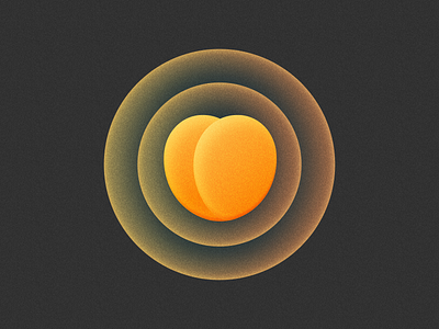Peach! 3d app brand brand identity branding figma fruit gradient grain grainy icon illustration logo logo design mark noise orange peach symbol texture