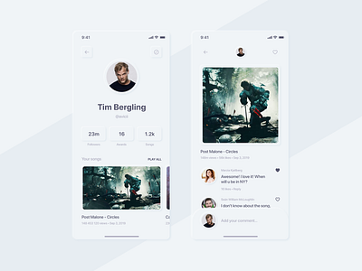 Daily UI #006 | User profile & Video details 2019 2020 adobe app avicii card challenge clean daily details ios minimalism mobile neomorphism profile skeuomorphism social trending ui xd