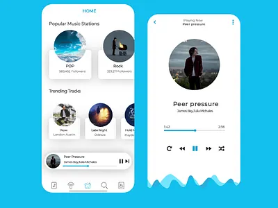 Moojik Player UI design animation app art branding design minimal type ui ux web