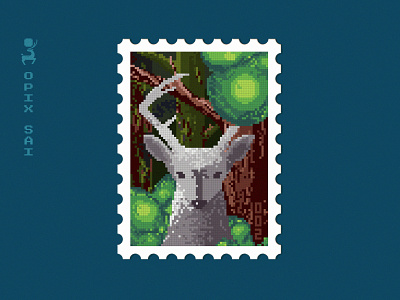 OPIXSAI #002 - Pixel Stamp - NFT animal art pixel dainogo deer design golden ratio illustration nft nftart nfts opix opixsai pixel pixel art pixel stamp stamp stamps
