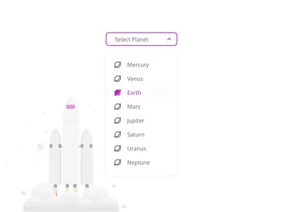 Planets Dropdown Menu autocomplete daily ui 027 dailyui dropdown input field menu planets selector space